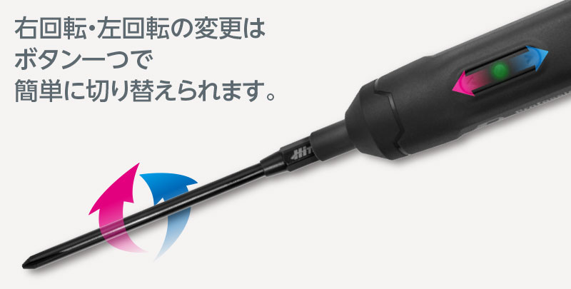 右回転・左回転の変更はボタン一つで簡単に切り替えられます。