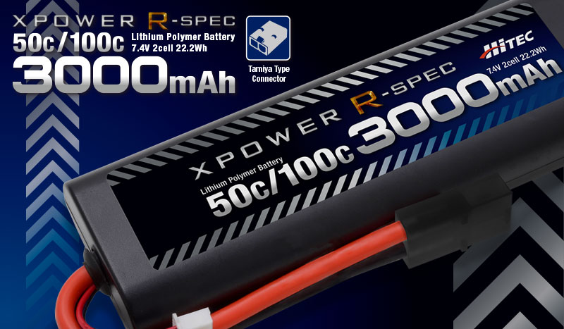 XPOWER R-SPEC Li-Po 7.4V 3000mAh 50C/100C タミヤタイプコネクター