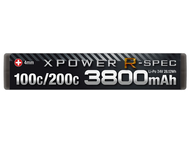XPOWER R-SPEC Li-Po 7.4V 3800mAh 100C/200C サイド