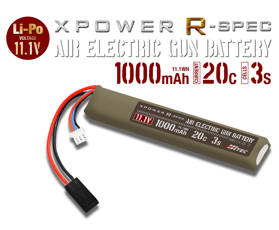 XPOWER R-SPEC AIR ELECTRIC GUN BATTERY Li-Po 11.1V 1000mAh 20C 3S ミニタミヤコネクター