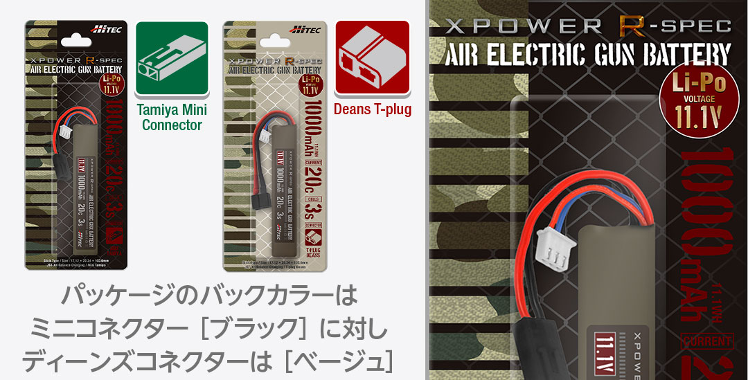 パッケージのバックカラーはミニコネクター［ブラック］に対しディーンズコネクターは ［ベージュ］