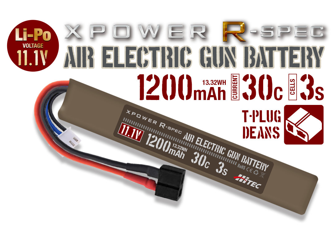 XPOWER R-SPEC AIR ELECTRIC GUN BATTERY Li-Po 11.1V 1200mAh 30C 3S T型ディーンズコネクター