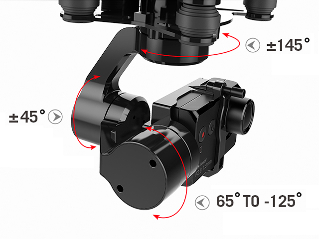 3軸ブラシレスカメラジンバル
GoProとも互換性のあるジンバルを搭載！