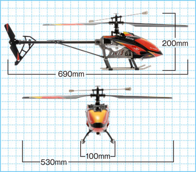 2.4GHz 4ch ヘリコプター V913 サイズ