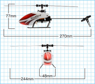 2.4GHz 6ch 3D6Gシステムヘリコプター V966 サイズ
